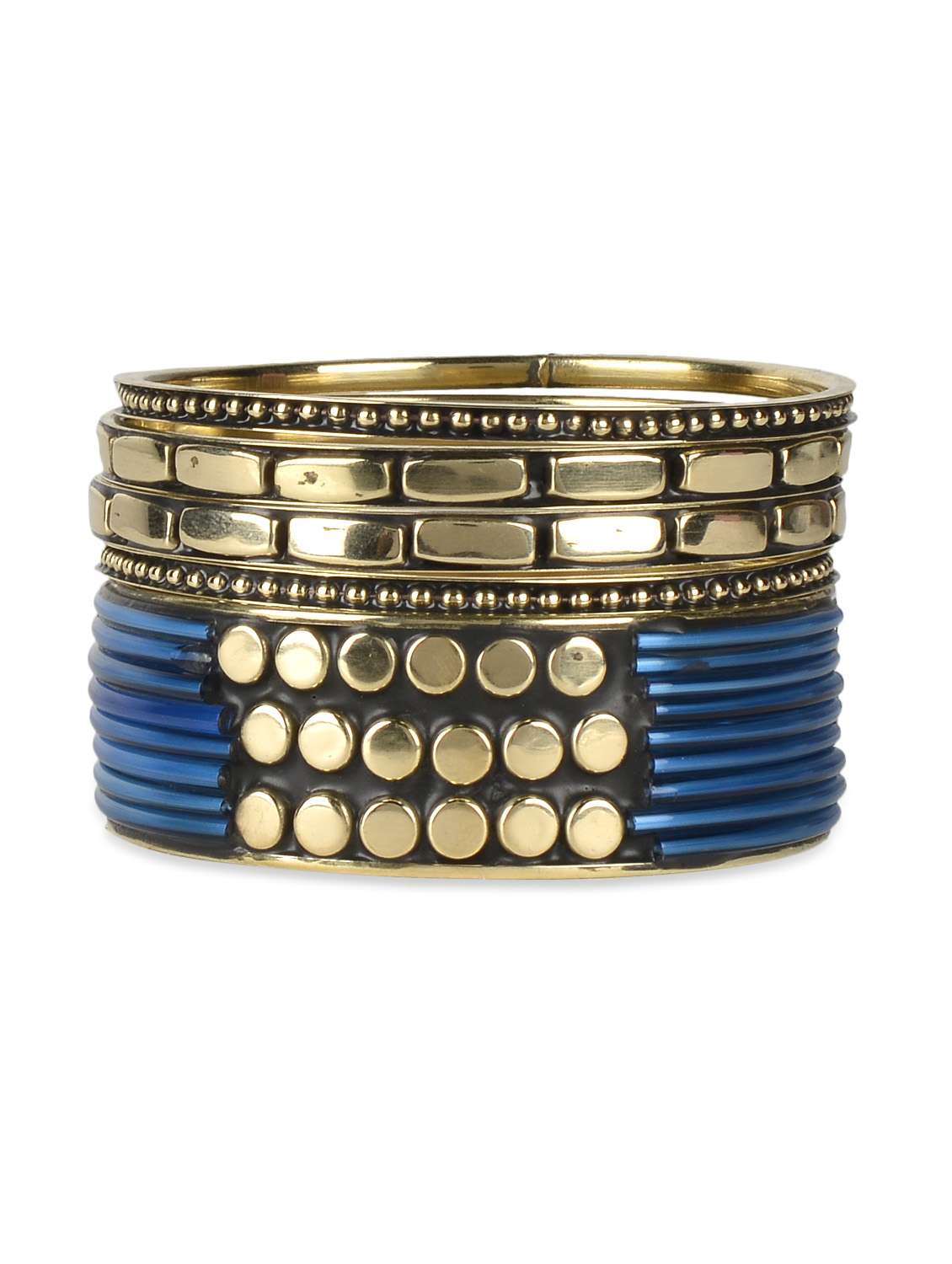 fabulous metallic gold and blue bangle set