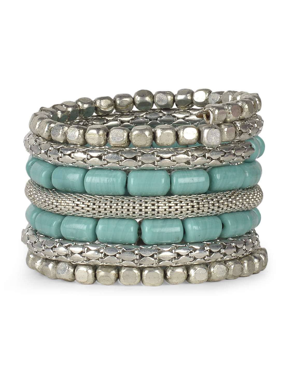 elegant blue and silver spiral bracelet