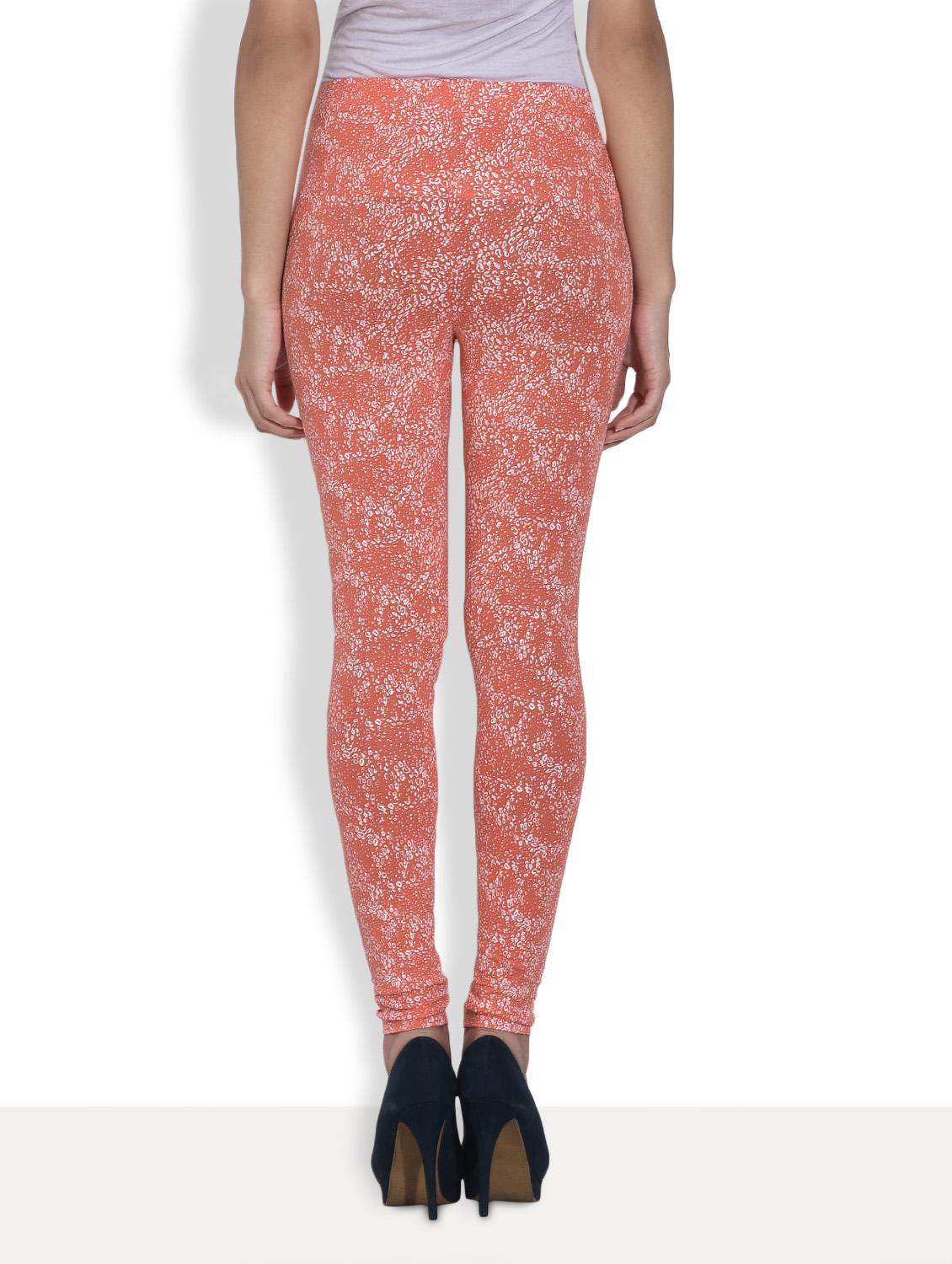 peach printed leggings - 9608686 - Standard Image - 2