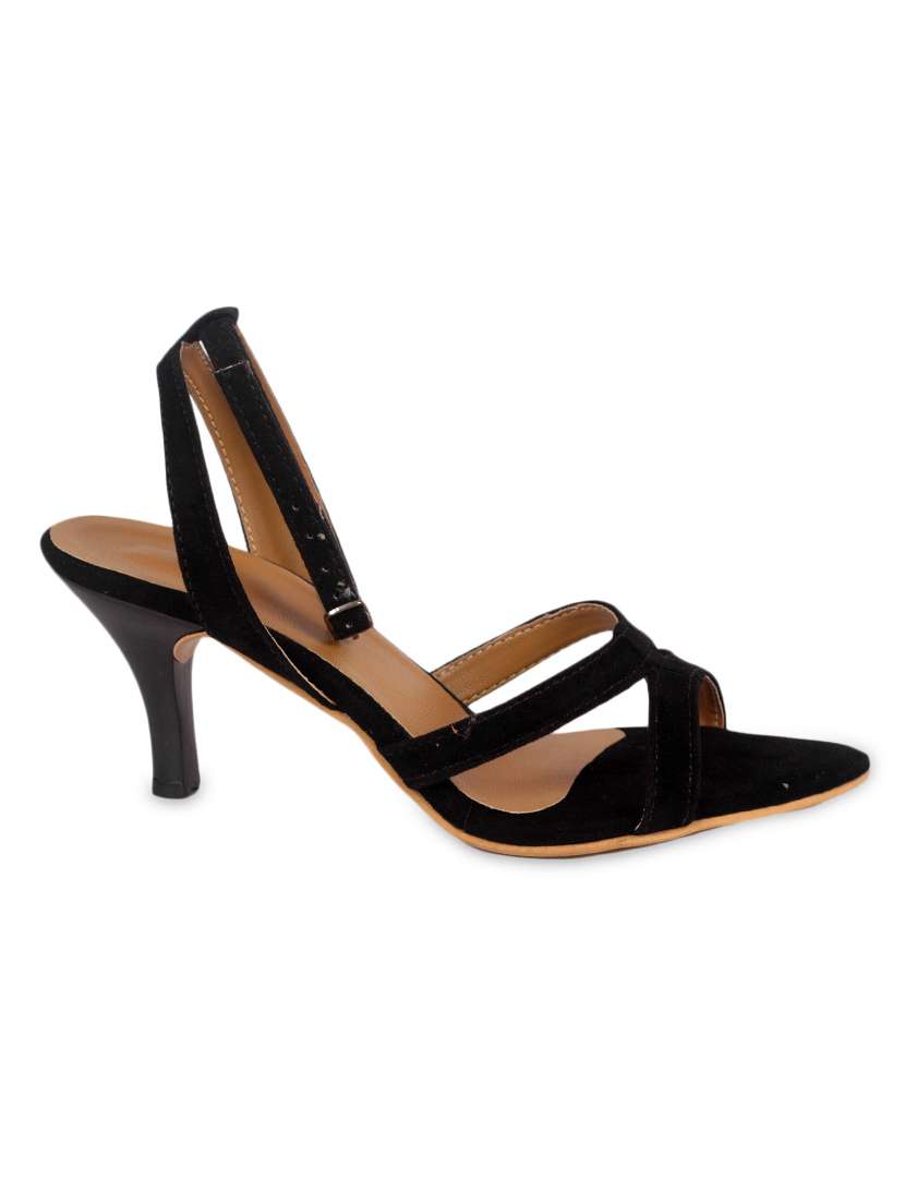 black buckled suede heels