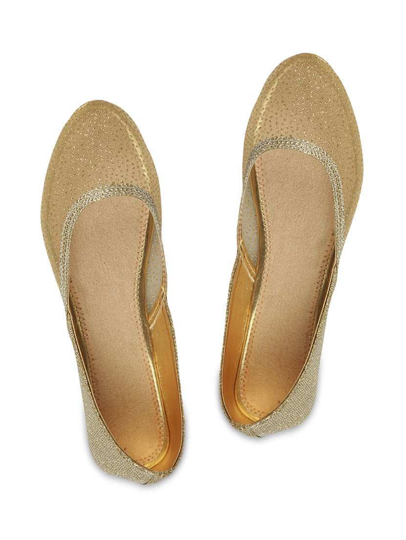 beige and gold faux leather ballerinas