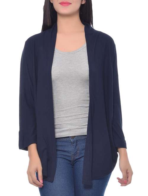 blue viscose crepe  medium length shrug