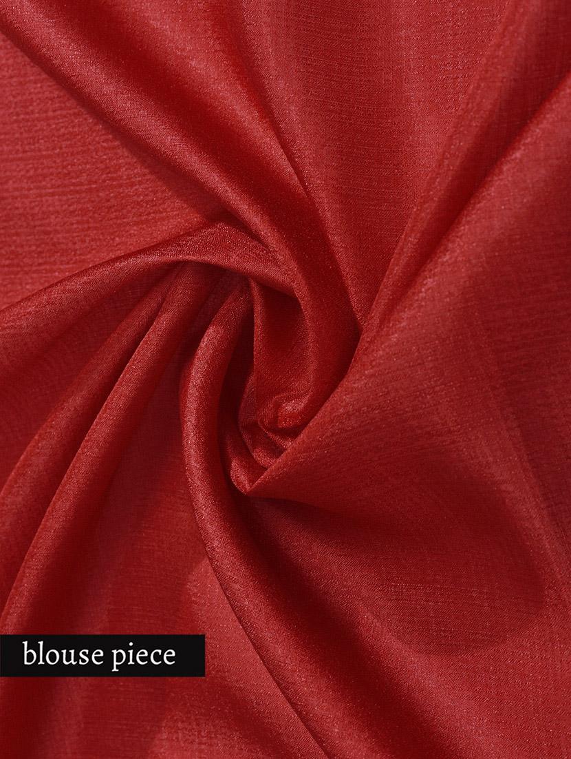 cream and red silk madhubani saree with blouse - 9613942 - Standard Image - 2
