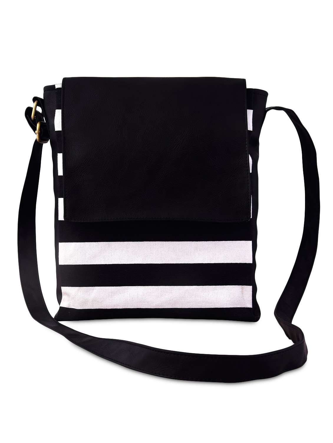 black striped regular sling bag