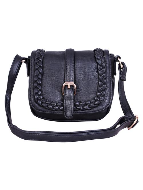 black faux leather sling bag - 9615000 - Standard Image - 0