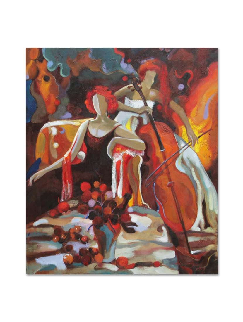 multicolour abstract printed canvas painting