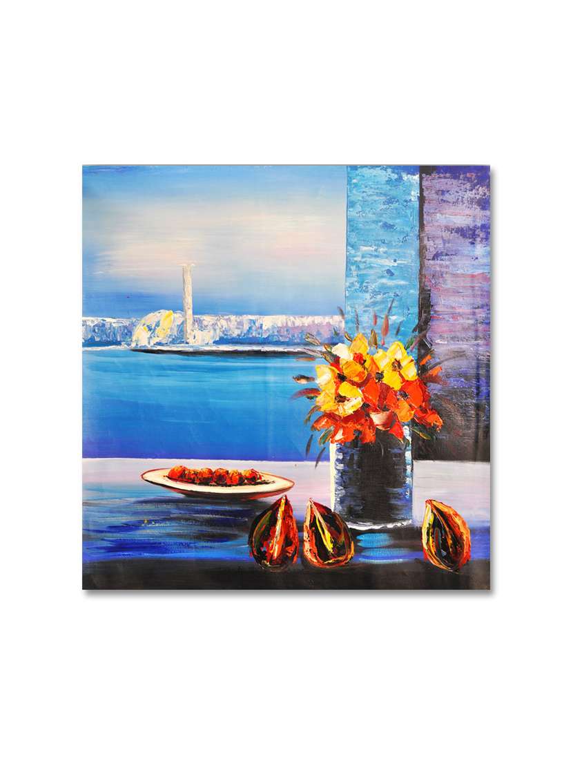 multicolour abstract printed canvas painting