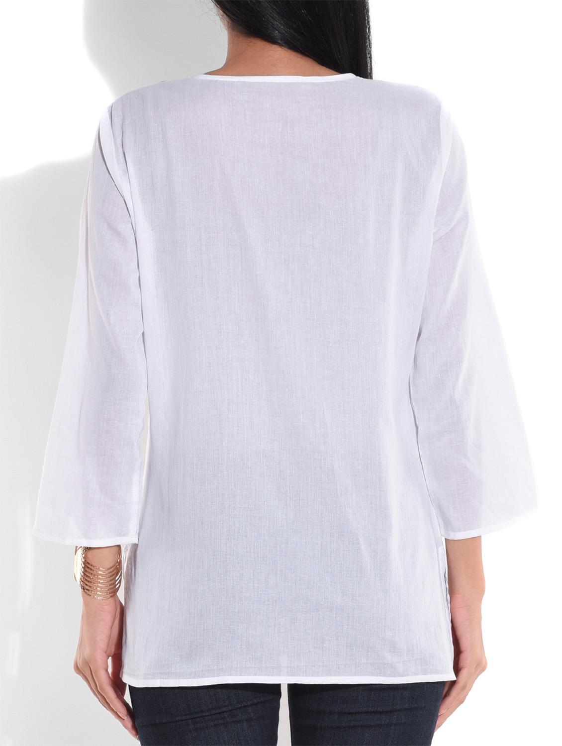 notch neck embroidered top - 9644185 - Standard Image - 2