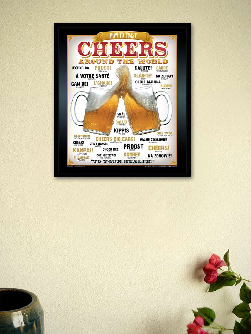 cheers around the world beer  framed - wall poster