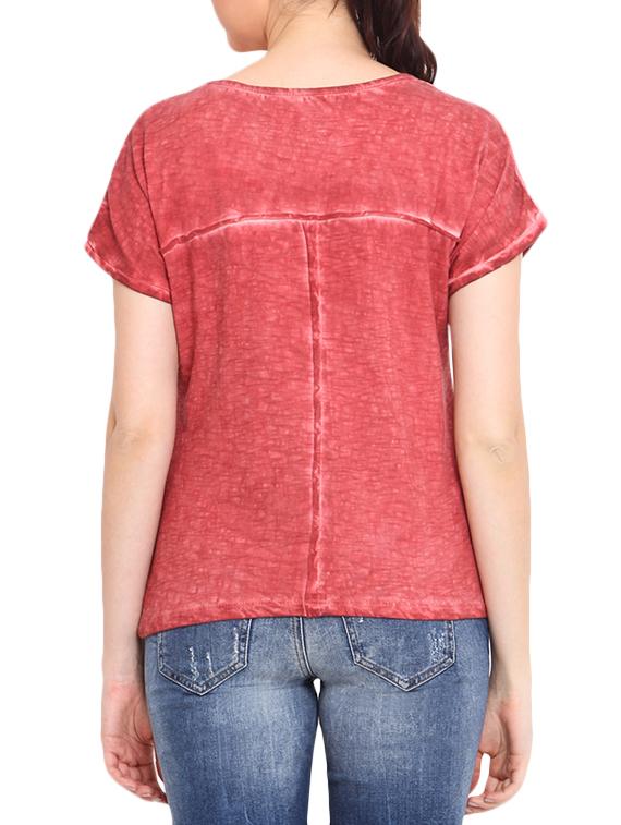 red cotton short sleeved printed top - 9667295 - Standard Image - 2