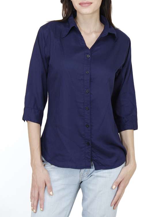 navy blue rayon shirt