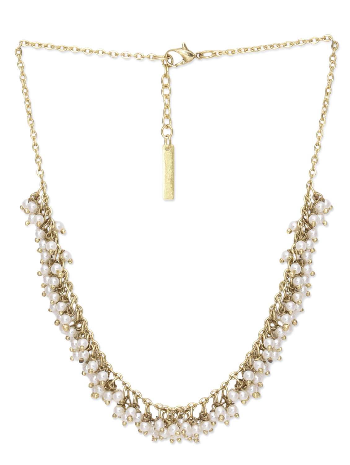 gold and white pearl beaded necklace