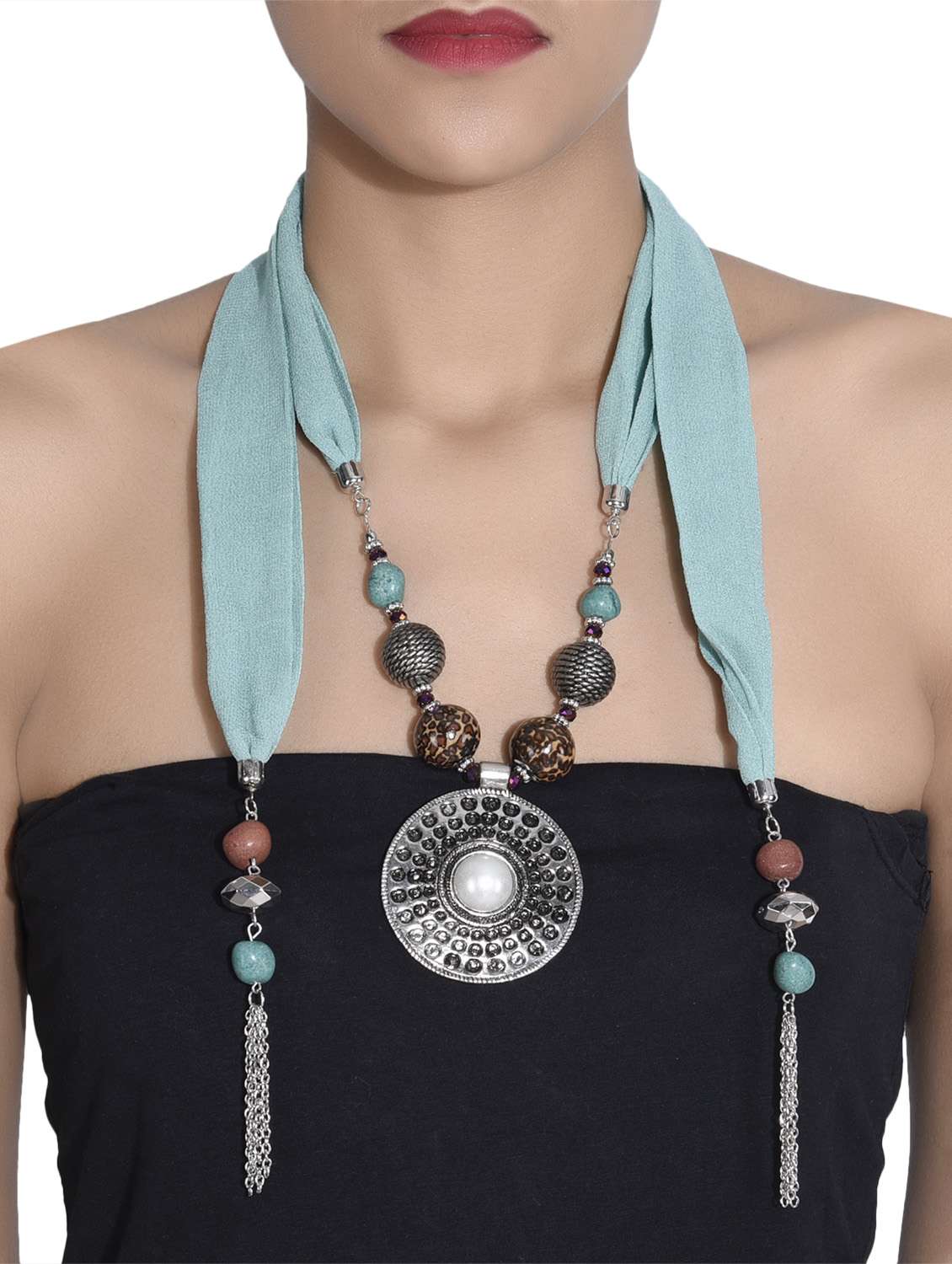 Light blue beaded necklace