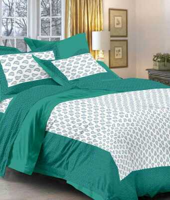 cotton jaipuri king size double bedsheet with 2 pillow cover