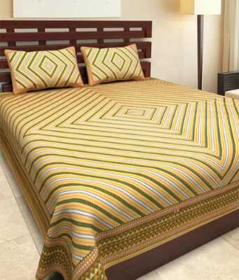 cotton jaipuri king size double bedsheet with 2 pillow cover