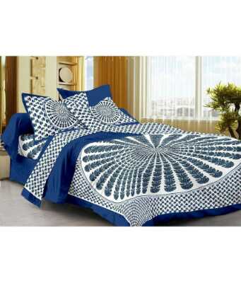 cotton jaipuri king size double bedsheet with 2 pillow cover