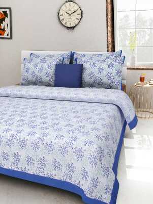 cotton jaipuri king size double bedsheet with 2 pillow cover