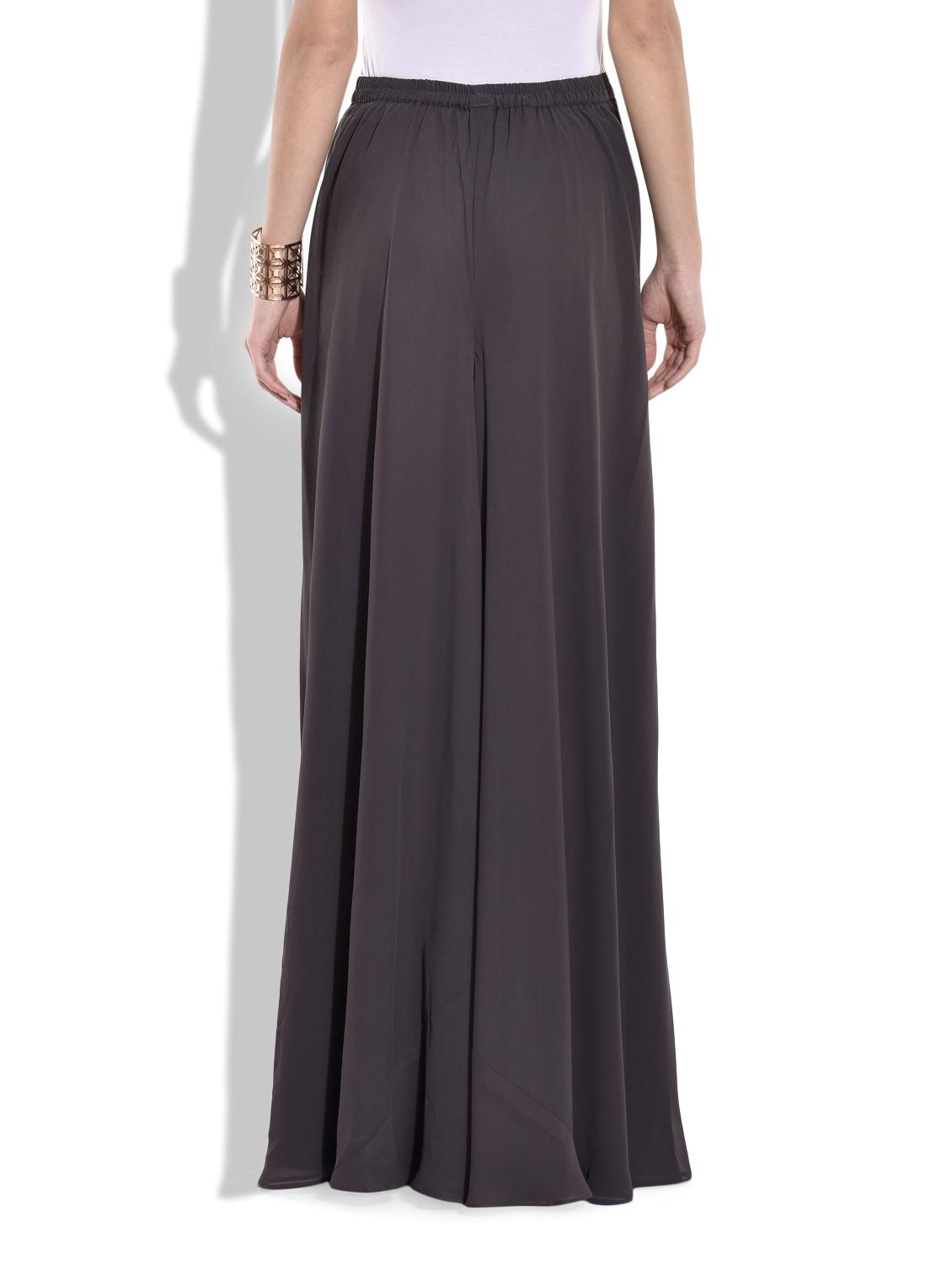 solid grey polygeorgette flare pants - 9680628 - Standard Image - 2