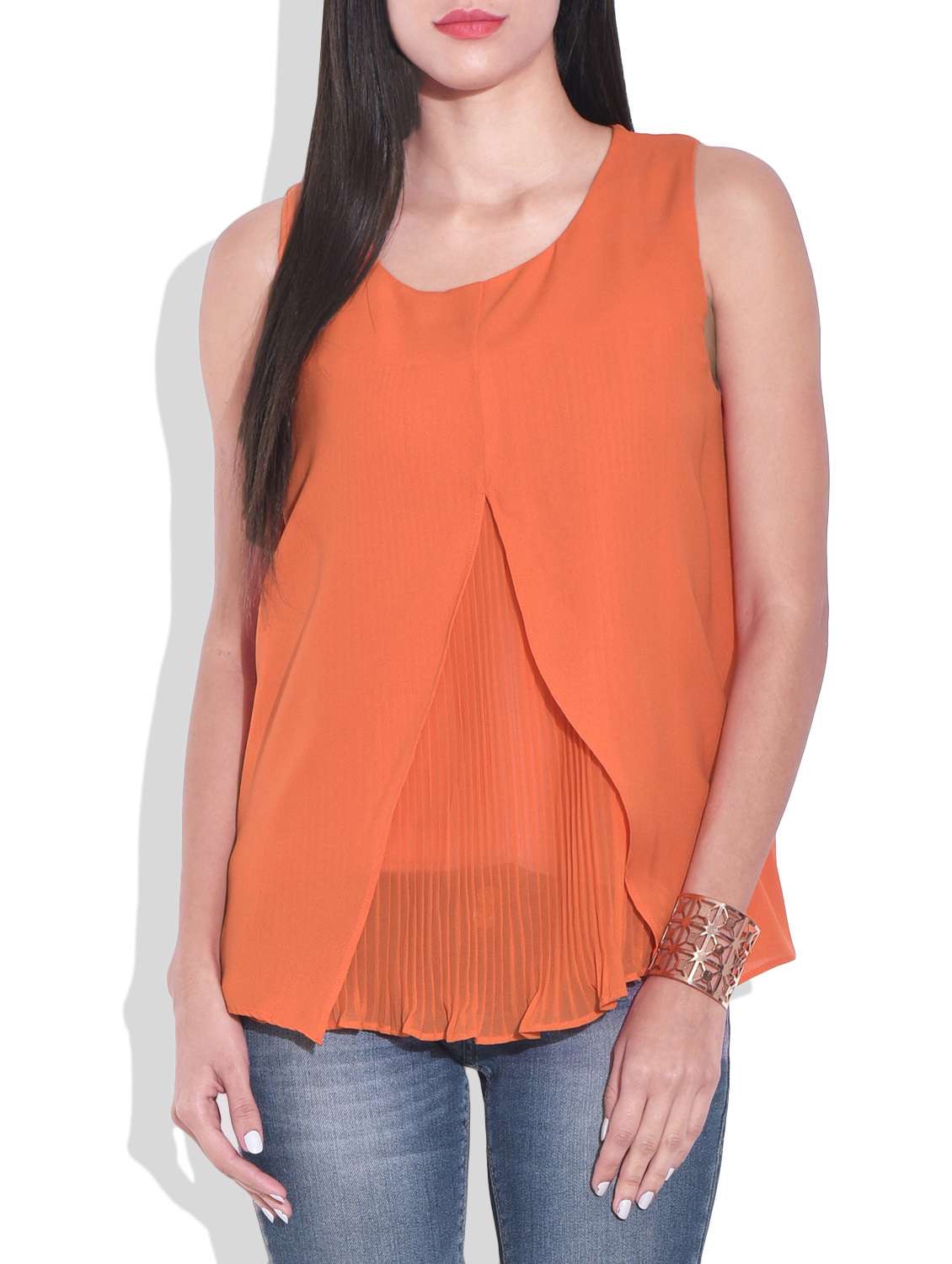 orange sleeve crinkle top