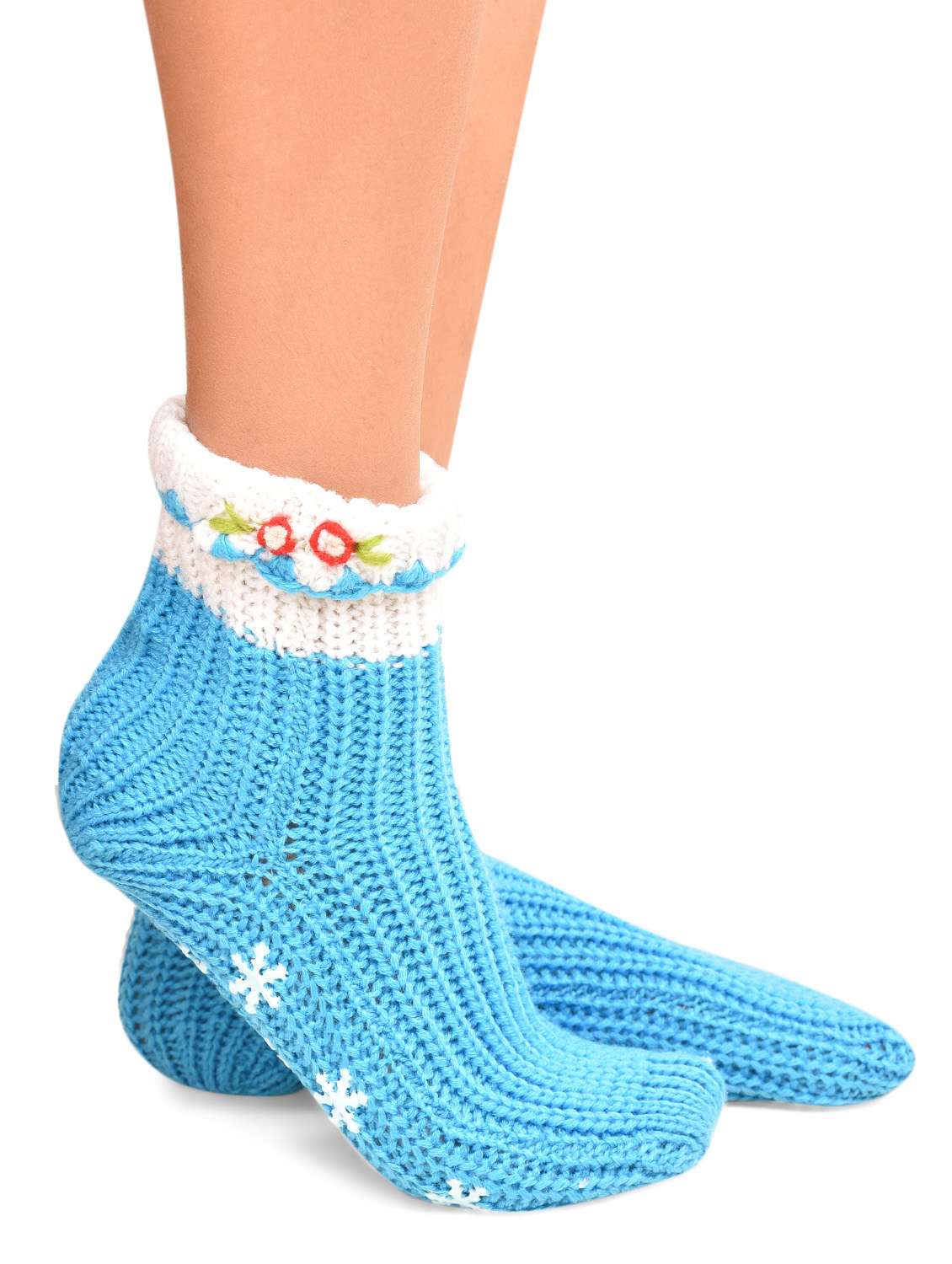 sky blue snowflake acrylic socks