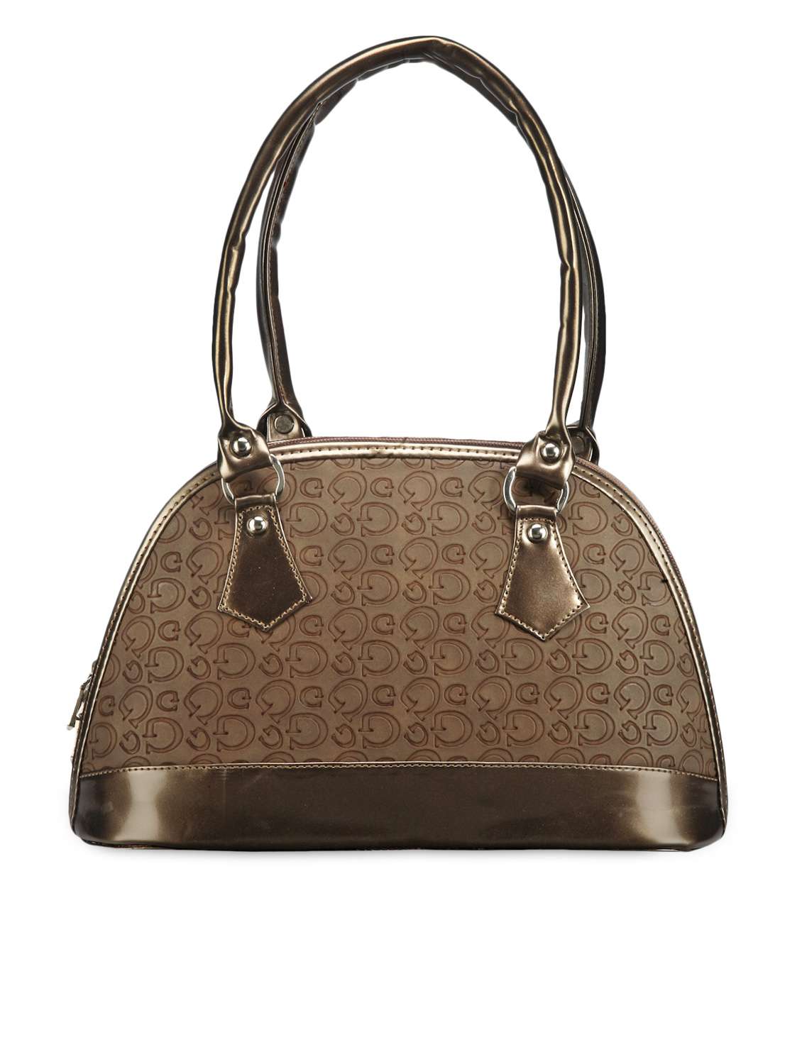 brown embossed handbag