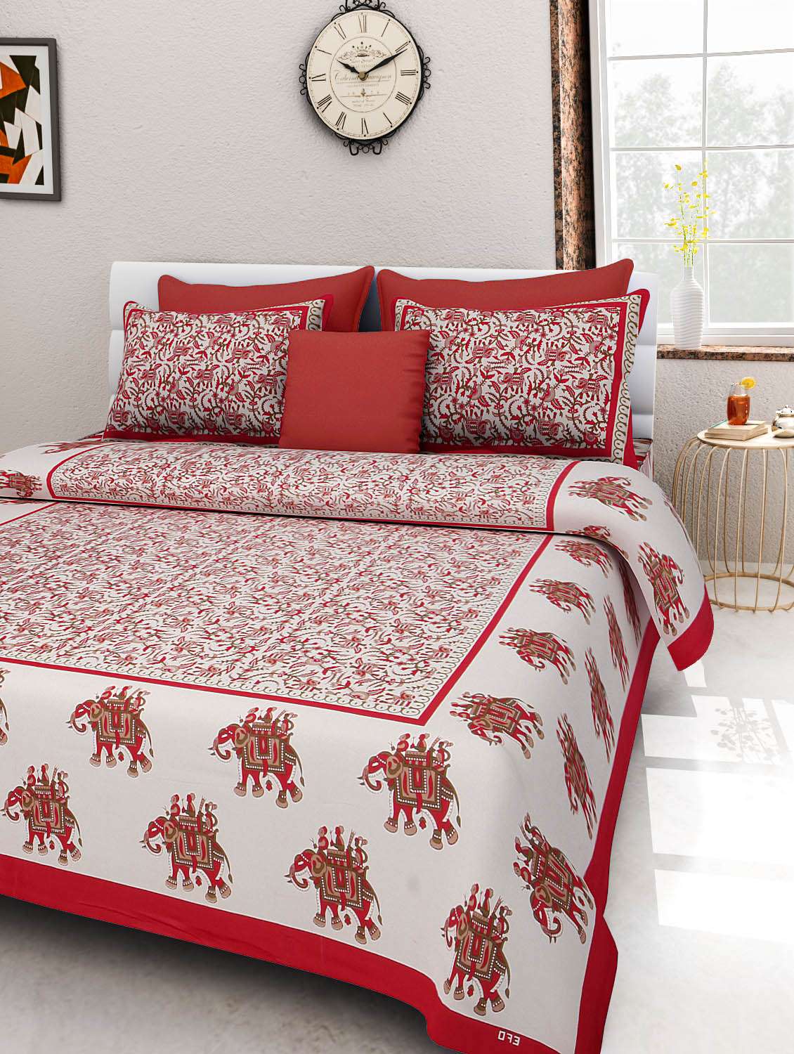pure cotton jaipuri  double bed sheet with 2 pillow cover