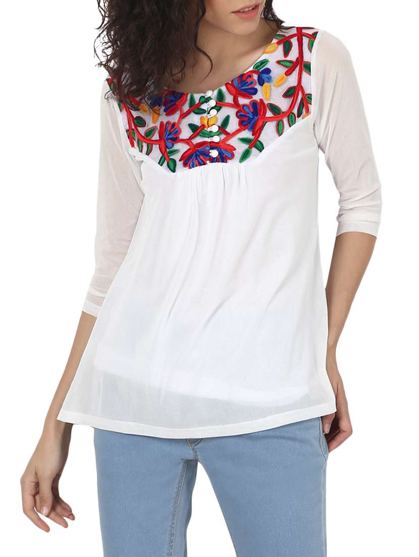 women's straight round neck top