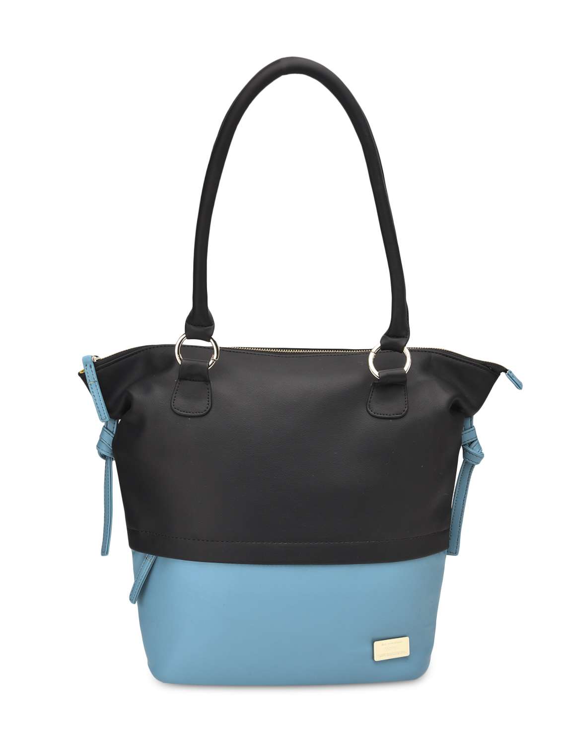 black-blue faux leather hand bag