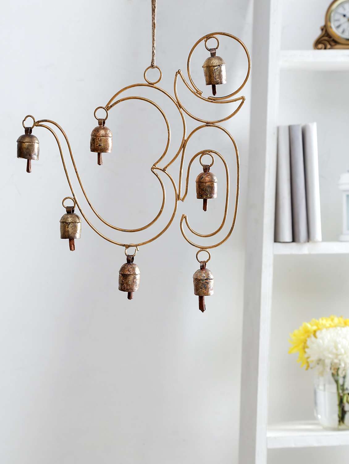 gold copper om bells wind chime