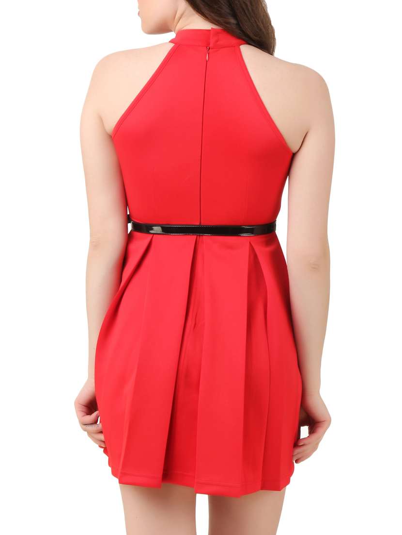 red lycra belted dress - 9733358 -  Standard Image - 2