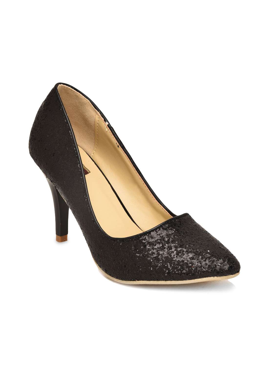 Brown Faux Leather Pointed-Toe Pumps