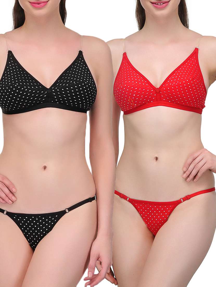 red & black cotton bikini 