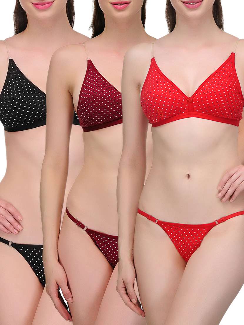 red , black & maroon cotton bikini 
