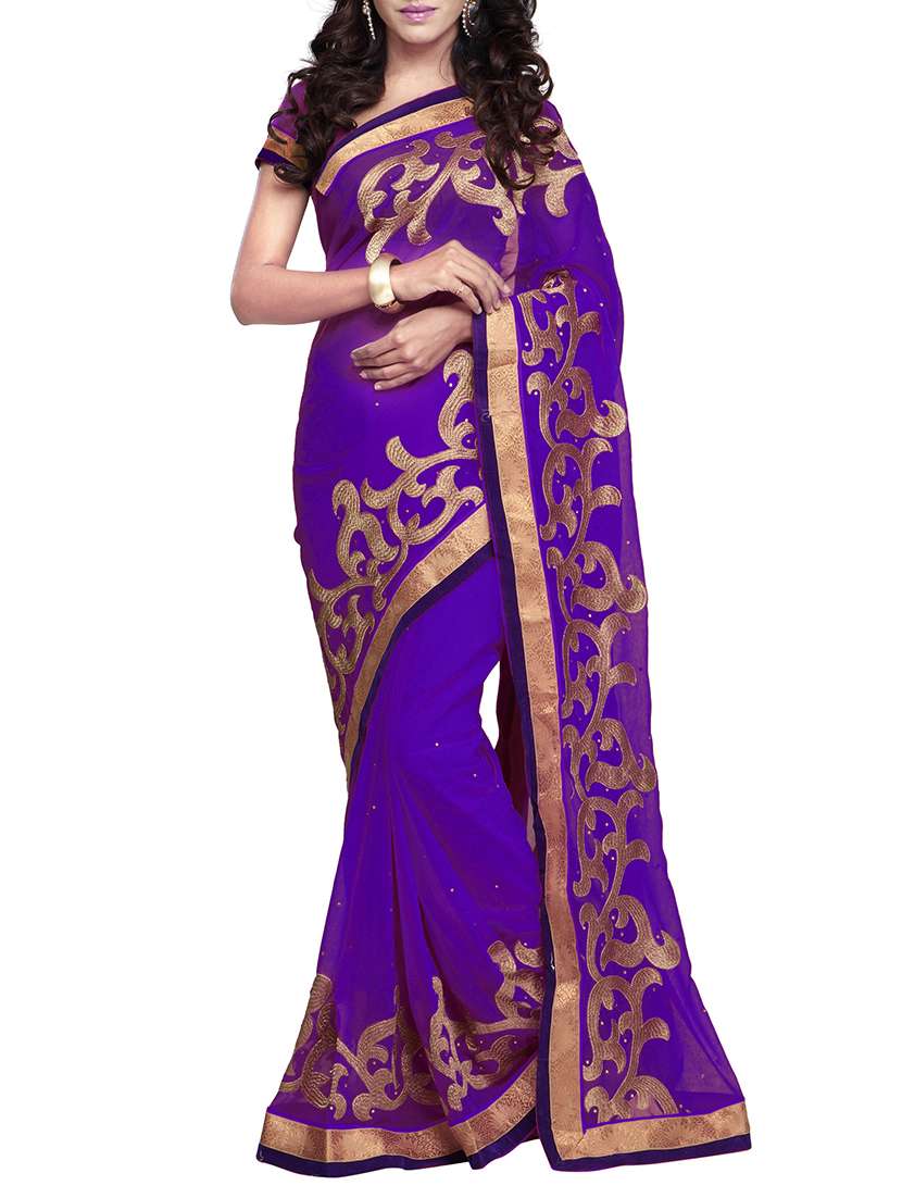 purple chiffon saree