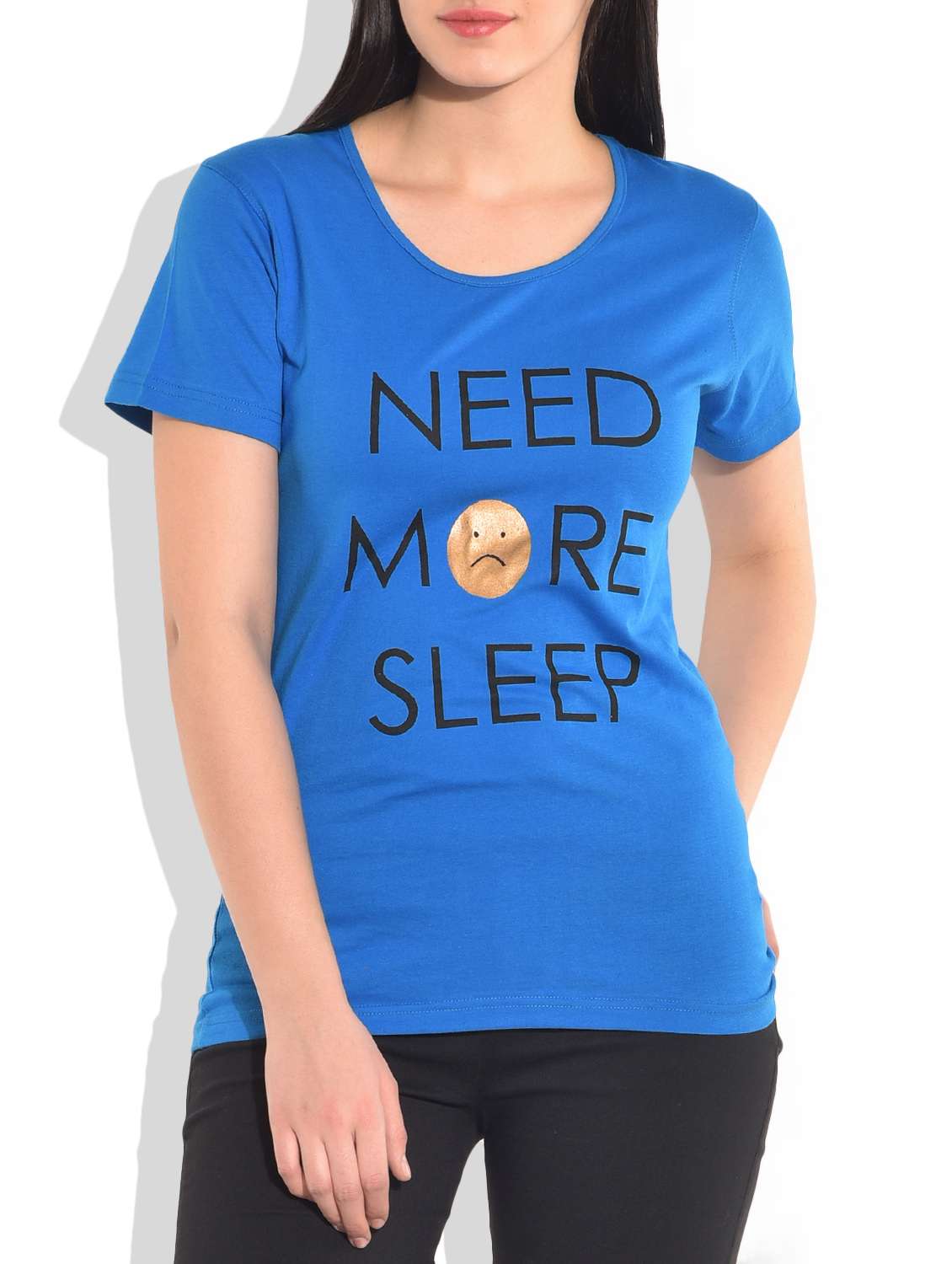 blue printed knitted cotton t-shirt