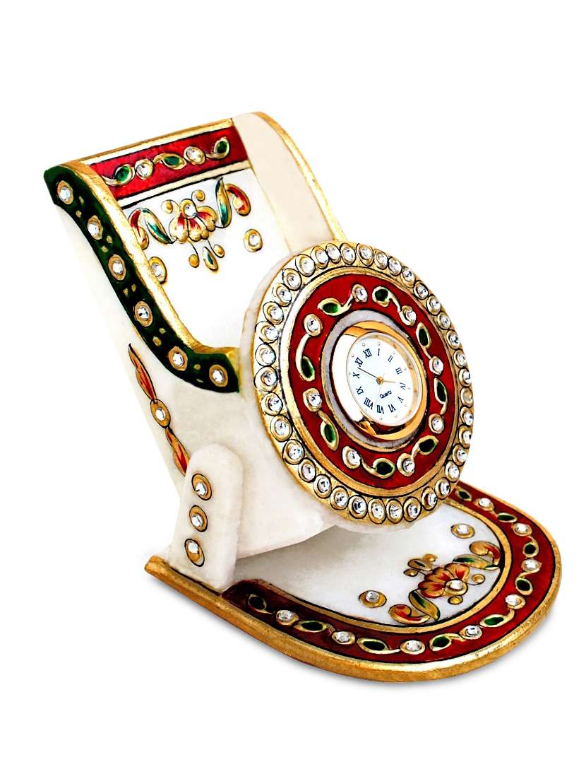 handicrafts paradise marble mobile holder and clock meena work