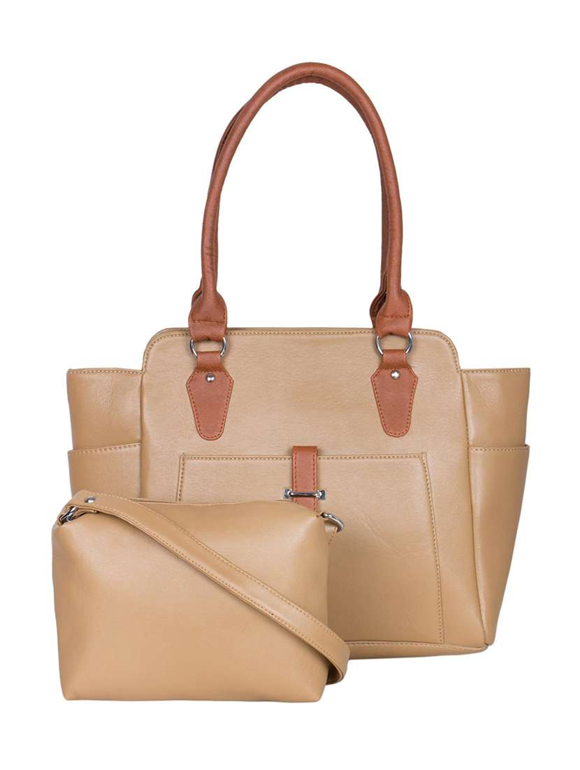 beige leatherette handbag