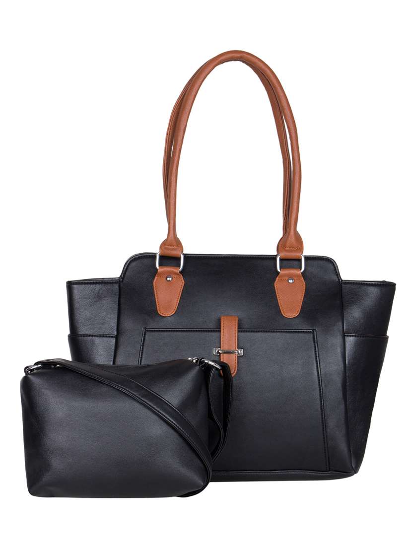 black leatherette handbag
