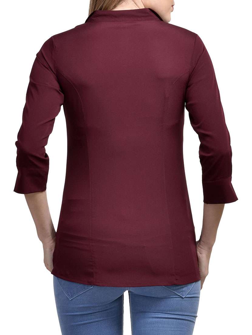 shirt collar side slit top - 9807173 - Standard Image - 2