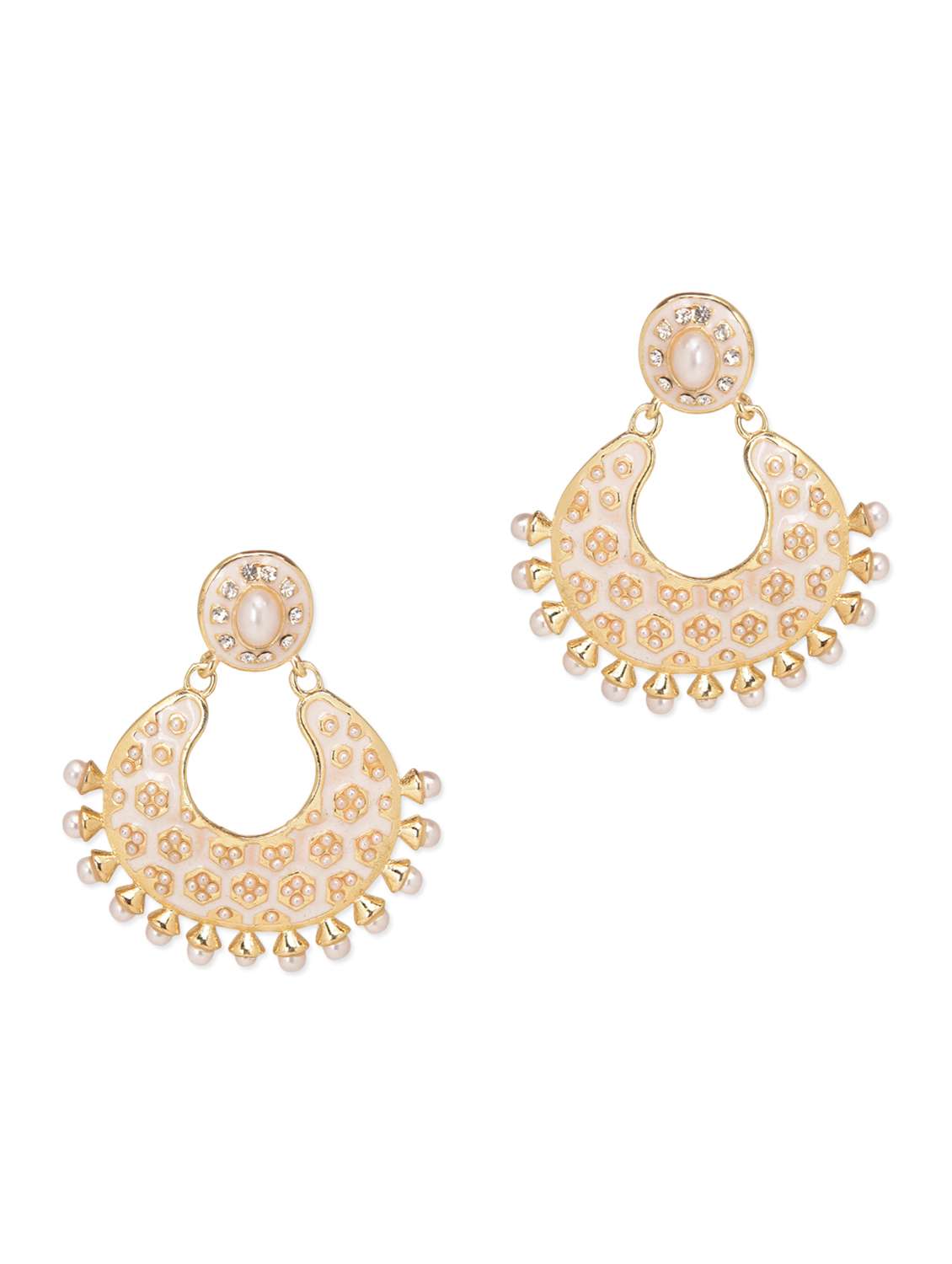 pearl matka earrings-golden-white