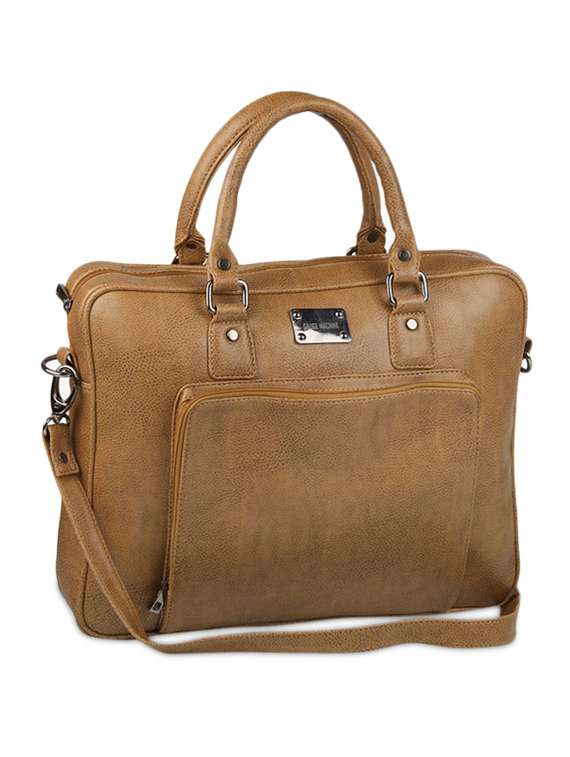tan leatherette laptop  bag