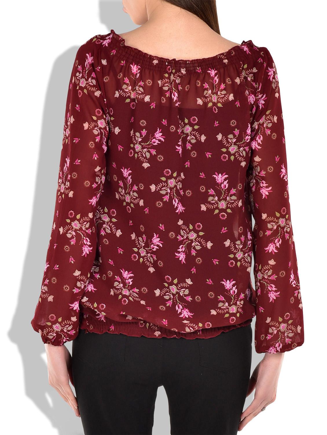 maroon,pink georgette top - 9839073 - Standard Image - 2