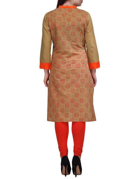 beige cotton kurta - 9841762 - Standard Image - 2