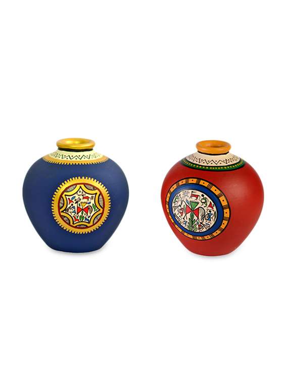 combo of terracotta handpainted vases