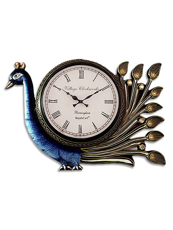 RoyalsCart Peacock Analog Wall Clock ( Height 18 )