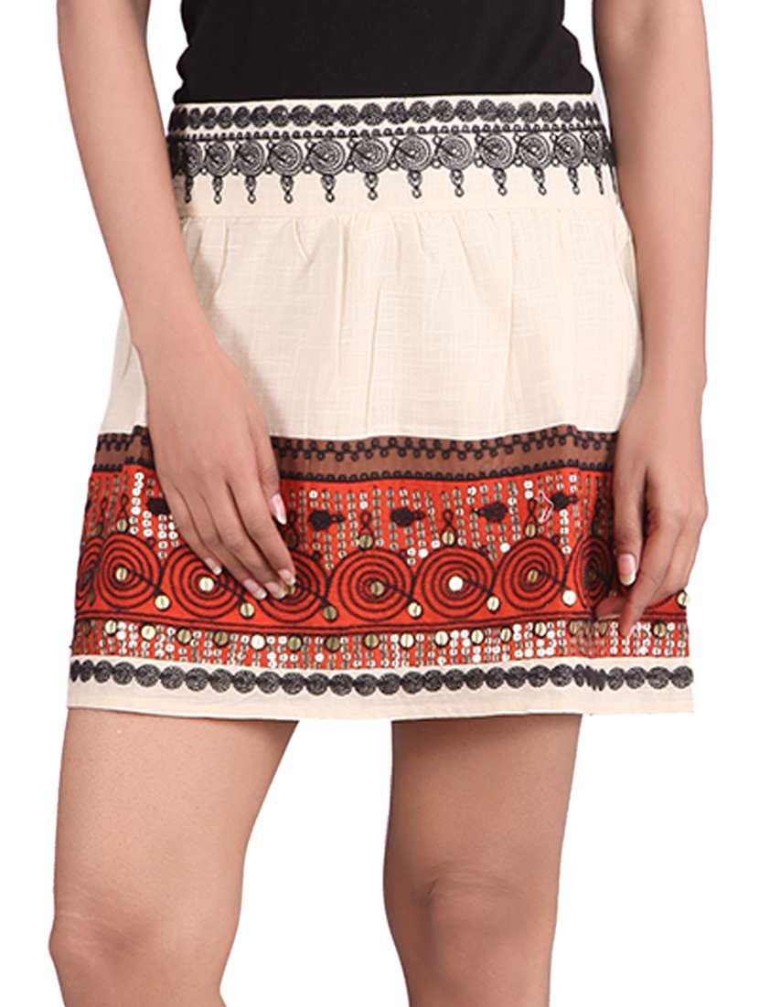 multicolored printed color cotton skirt