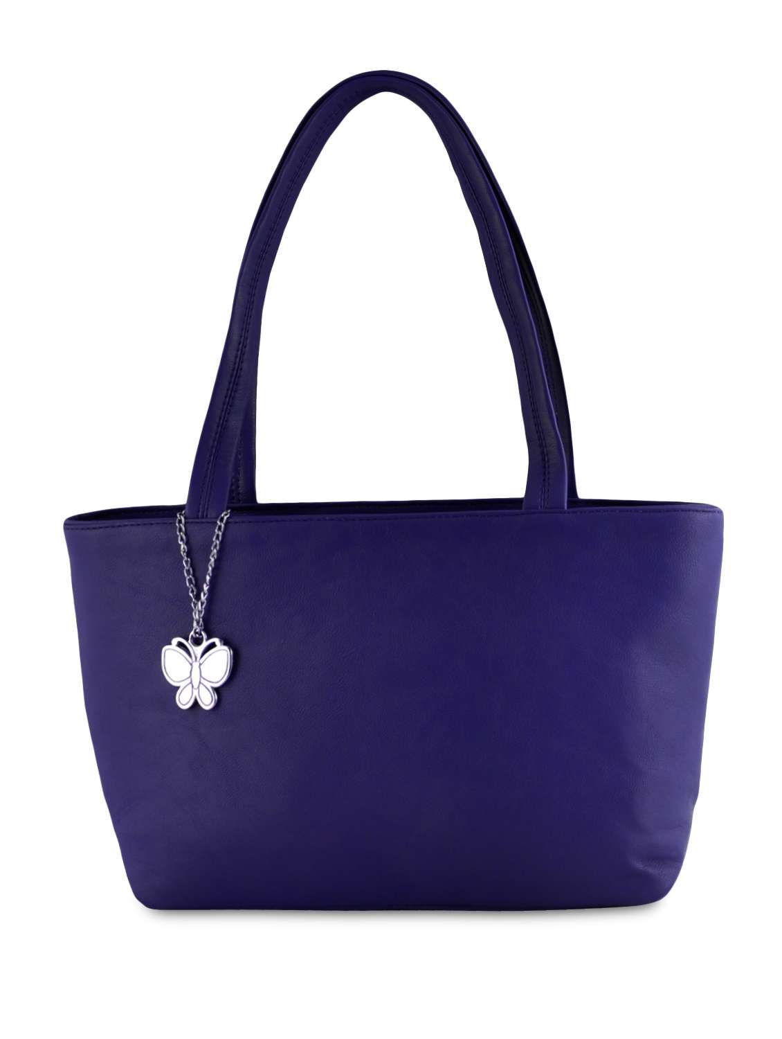 blue leatherette handbag
