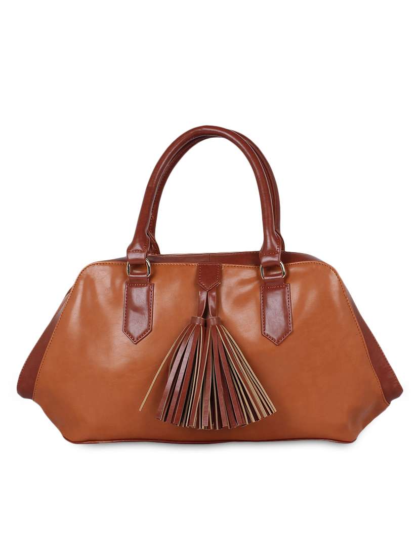 brown leatherette handbag