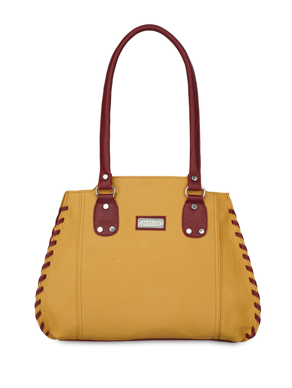yellow leatherette handbag