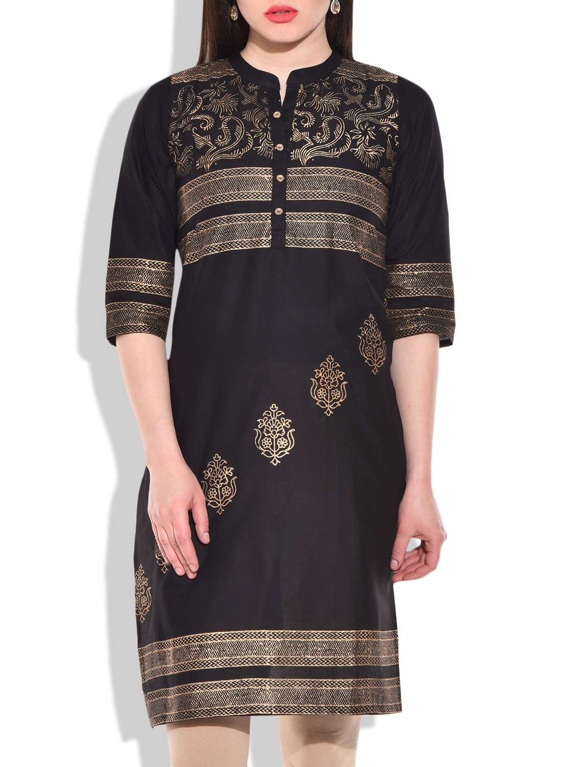 block print straight kurta
